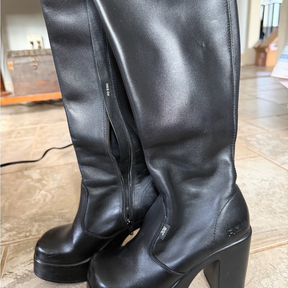 ROC Black Heeled Knee-High Boots for Women